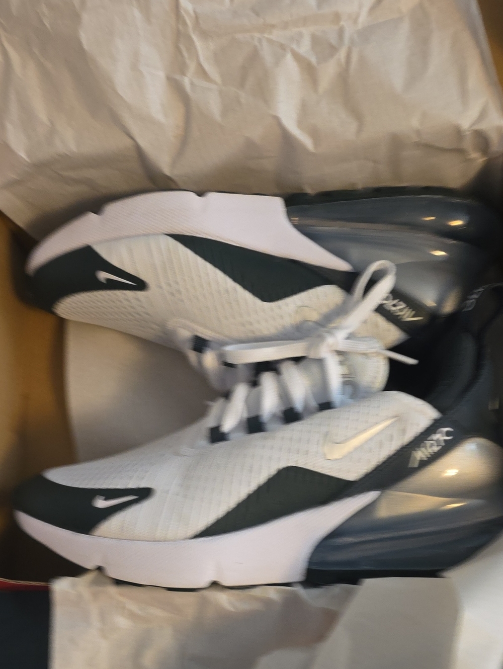 Nike Air Max 270 White & Dark Grey Athletic Shoes